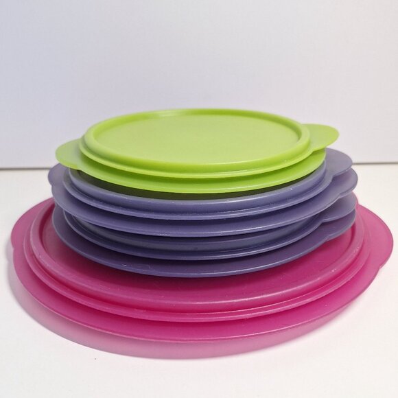 Flat Out Tupperware Collapsible Lot 8 1/4 cup Pink 4c Purple 3c Green - Picture 6 of 7